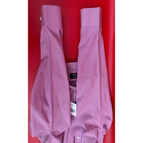 Untuckit Cadetto Berry Micro Gingham Checks Wrinkle Free LS Shirt Size Large NWT - Picture 15 of 16